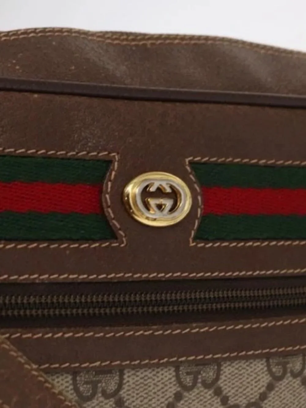 GUCCI GG Supreme Web Sherry Line Bag PVC Beige Gold 56 02 088 Auth ep12756 - Picture 12 of 16